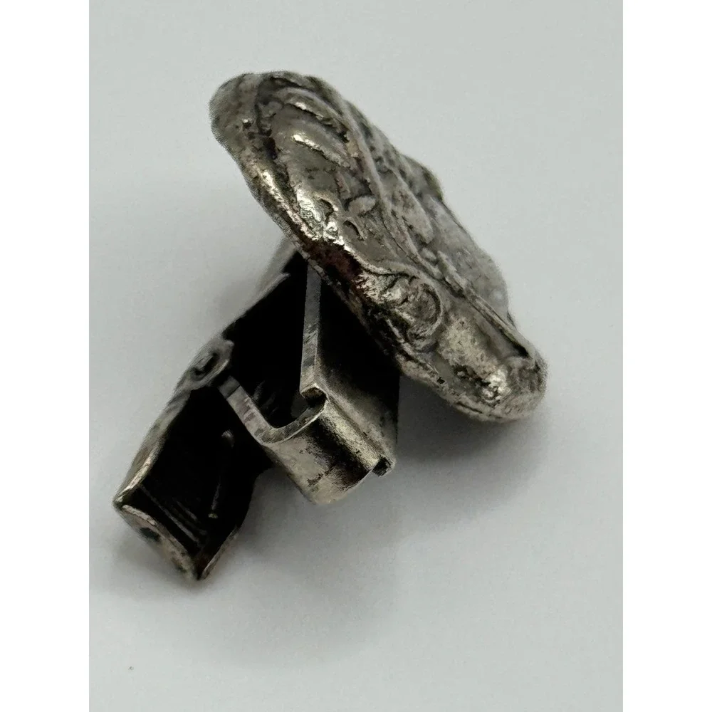 Vintage Tie Clip Greek Faux Tetradrachm Coin Silver Tone